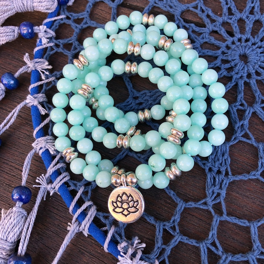 ✨SKY BLUE AMAZONITE NECKLACE/WRAP BRACELET 6mm - Picture 2 of 8